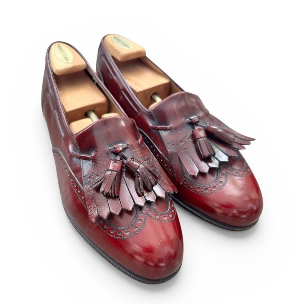 SALVATORE FERRAGAMO Tassel Loafers | Mens Size 10 B Dress Shoes Wingtip Burgundy